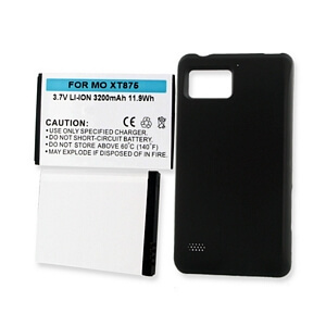 MOTOROLA XT-875 3.7V LI-ION 3200mAh EXTENDED BATTERY / COVER