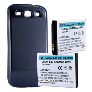 SAMSUNG GALAXY S3 4200mAh EXTENDED BATTERY W/ NFC & SILVR CVR