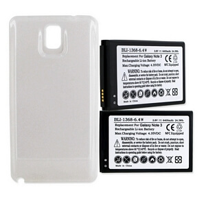 SAMSUNG GALAXY NOTE 3 3.8V 6.4Ah EXTENDED NFC BATT W/ WHITE CVR