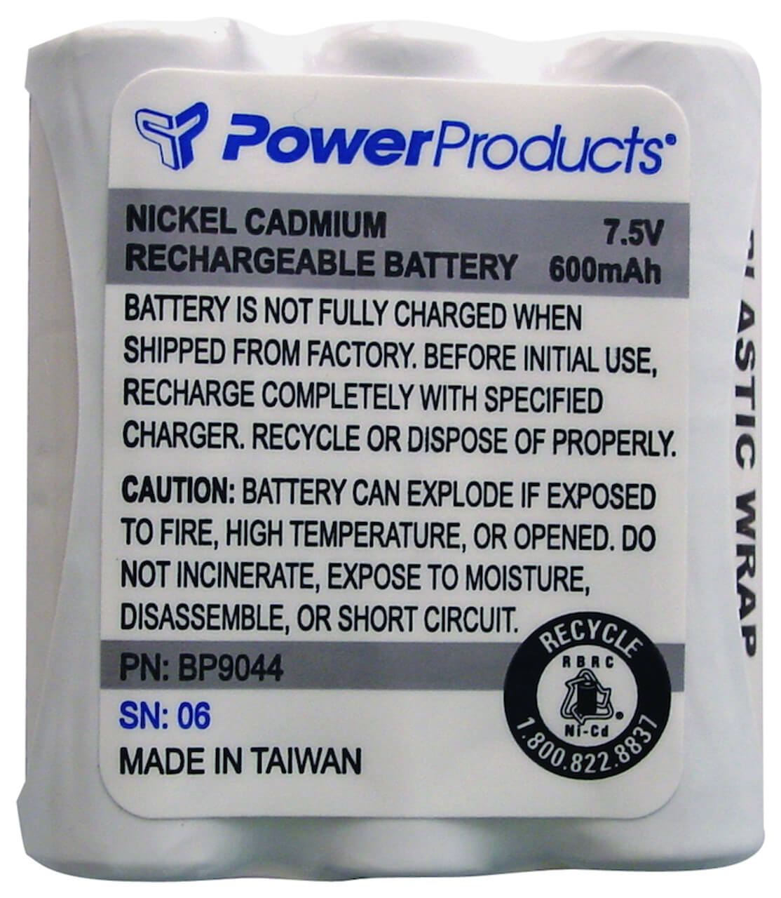 BATTERY FOR MOTOROLA P10 - 7.5 V / 600 mAh / NiCd Also Fits: Radius P10, P50+ (low power), SP10, SP5