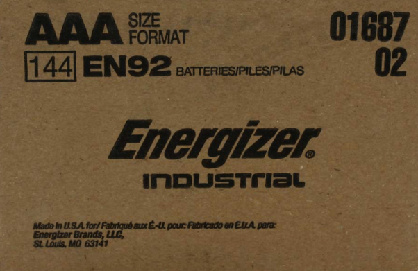 Buy a bulk 144 pack of AAA EN92 Energizer Industrial Batteries from Battery Products 144pk Energizer Industrial AAA EN92 Battery