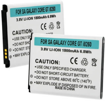 SAMSUNG GALAXY CORE GT-I8260 3.8V 1800mAh LI-ION BATTERY SAMSUNG GALAXY CORE GT-I8260 3.8V 1800mAh LI-ION BATTERY