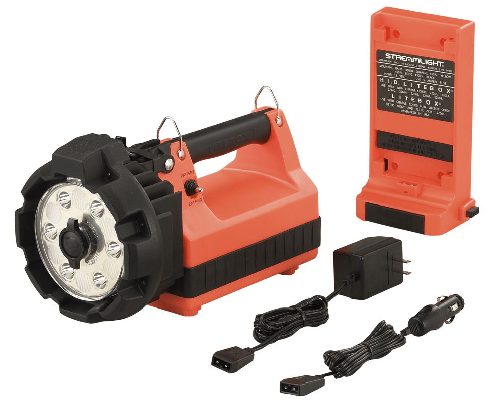 Streamlight E-Spot FireBox Standard System with 120V 12V Charge Cords Shoudler Strap and Mounting Ra Streamlight ESpotFireBox 45861